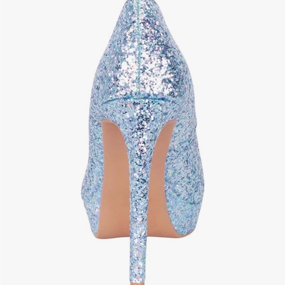 Women's Peep Toe Glitter Slip-On Chunky Platform High Heel - Picture 2 of 8